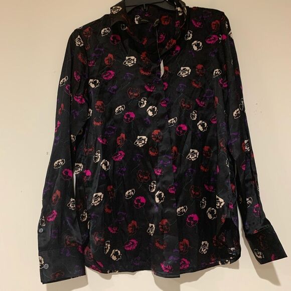 Banana Republic Floral printed Black Blouse n/tag - Picture 5 of 7
